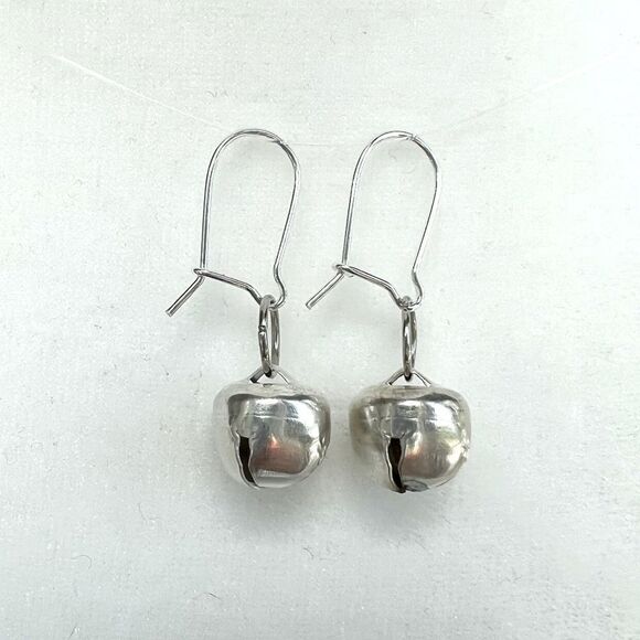Silver Jingle Bell Earrings - Picture 1 of 2